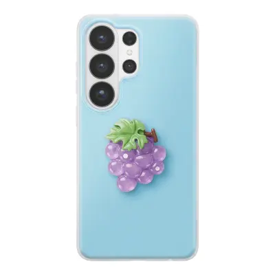 Ovitek za Galaxy S26 Ultra s 3D motivom grozdja in dvignjenim robom, Modra