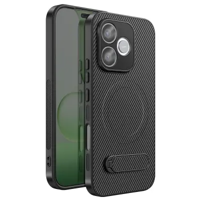 Torbica za Honor 600 Lite karbonski učinek z MagSafe/Qi2 stojalom, Siva
