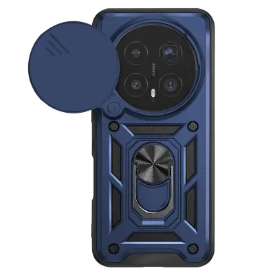 Mayaxess, Prstanasti etui za Honor Magic 8 Pro z drsnim pokrovčkom kamere antišok, Nočno modra