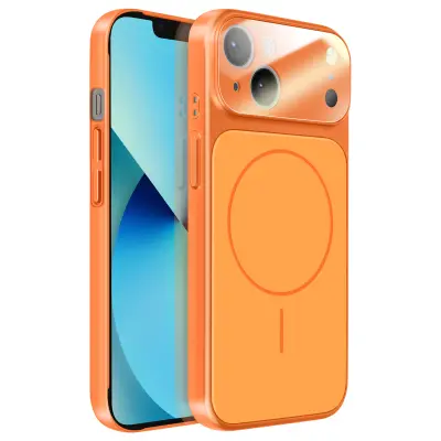 Ovitek za iPhone 13 MagSafe mat steklo AG Glass, Oranžna