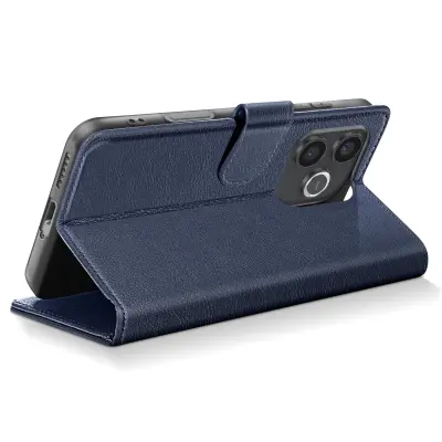 Denarnica za Honor 600 Lite Serija Chesterfield s funkcijo stojala, Nočno modra
