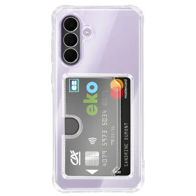 Etui za Galaxy A37 z vgrajenim držalom za kartice in okrepljeni kotički, Prozorna