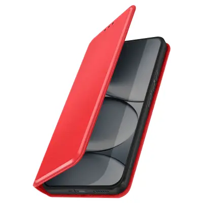 Preklopna torbica za Redmi Note 15 Pro 5G – predali za kartice in stojalo, Rdeča