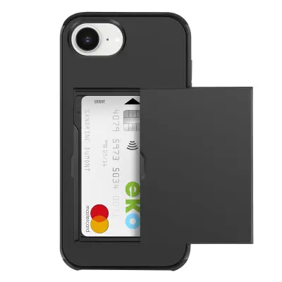 Protiudarni ovitek za iPhone 17e z drsnim žepkom za kartico, Črna