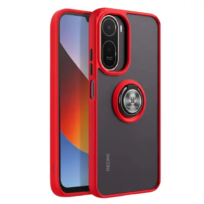Ovitek z Obročem za Xiaomi Redmi A7 Pro z Magnetnim Obročem, Rdeča