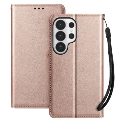 Denarnica za Galaxy S26 Ultra s paščkom in funkcijo video stojala, Šampanjec roza