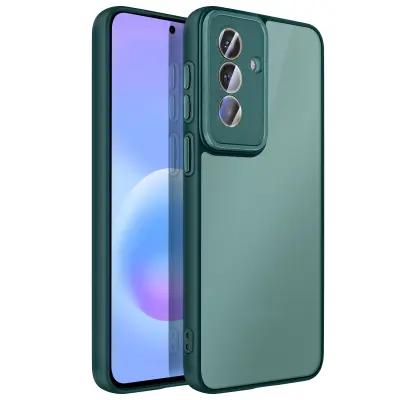 Prosojen ovitek za Galaxy A57 zamrznjeni hrbet protiudarni z okvirji kamer, Temno zelena