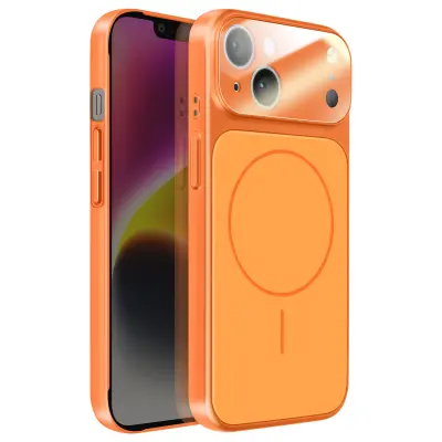 Ovitek za iPhone 14 MagSafe mat steklo AG Glass, Oranžna
