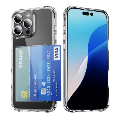 Prozoren akrilni ovitek z režo za kartico, odporen na udarce, za iPhone 16 Pro Max