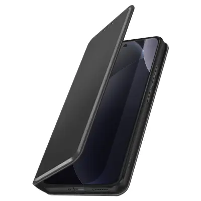 Preklopna torbica za Redmi Note 15 Pro Plus 5G – predali za kartice in stojalo, Črna