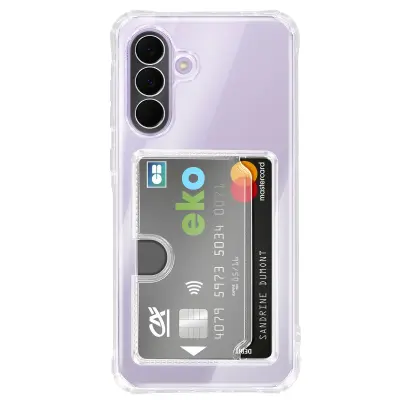 Etui za Galaxy A57 z vgrajenim držalom za kartice in okrepljeni kotički, Prozorna