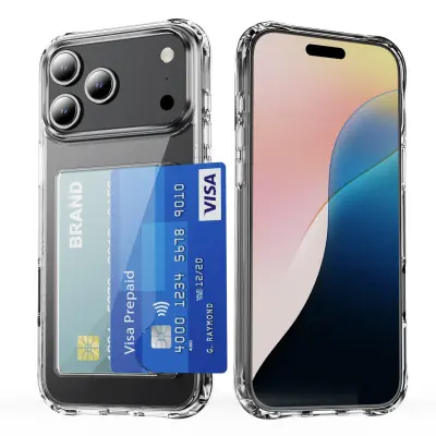 Stranski etui za telefon z režo za kartico, odporen na udarce, združljiv z iPhone 17 Pro Max
