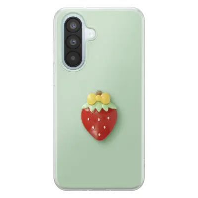 Ovitek za Galaxy A57 s 3D motivom jagode in dvignjenim robom, Zelena