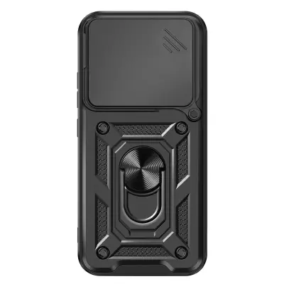 Etui za Xiaomi 17 s Prstanastim Stojalom in Pokrovčkom Kamere, Črna