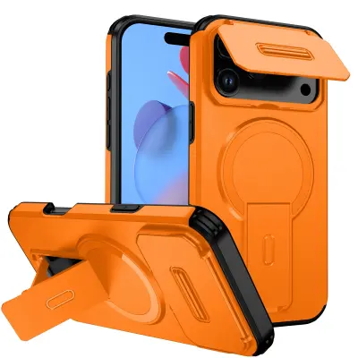 2-v-1 magnetno ohišje, združljivo z iPhone 17 Pro Max s stojalom Orange