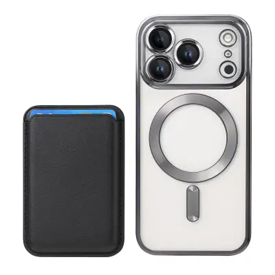 Črn magnetni etui, združljiv z iPhone 17 Pro - Vključuje držalo za kartice Magsafe