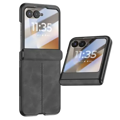 Ovitek za Motorola Razr 70 s Kaljenim Steklom za Zunanji Zaslon, Črna