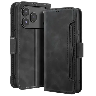 Folio Etui za Honor 600 / 600 Pro, Vintage Dizajn s Funkcijo Stojala za Video, Črna