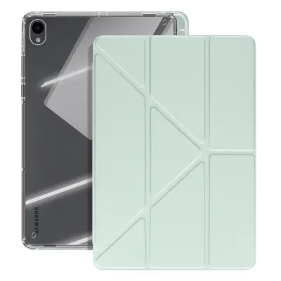 Torbica za Galaxy Tab S11 s prilagodljivim stojalom Design Origami, Bledo zelena