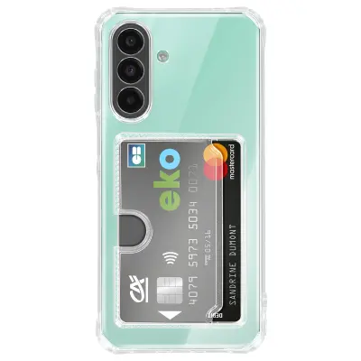 Etui za Galaxy A26 z vgrajenim držalom za kartice in okrepljeni kotički, Prozorna