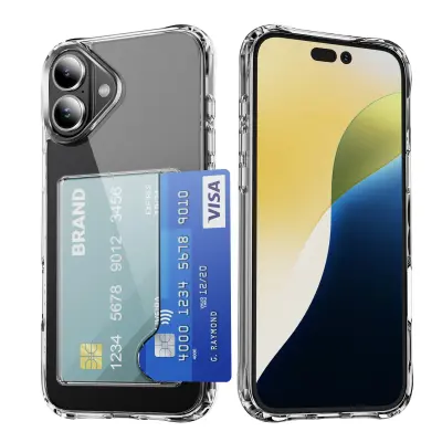 Prozoren akrilni etui za telefon z režo za kartico, združljiv z iPhone 17