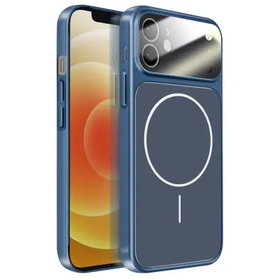 Ovitek za iPhone 12 MagSafe mat steklo AG Glass, Nočno modra