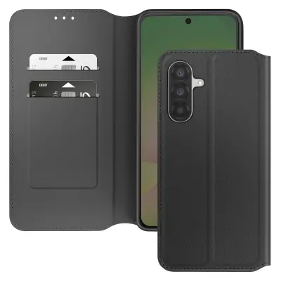 Preklopni etui za Galaxy A37 z držalom za kartice in funkcijo stojala, Črna