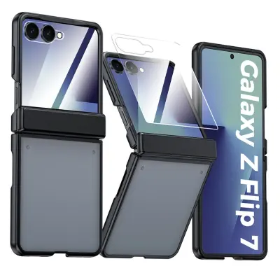 Združljivo ohišje iz PC zaščite za Samsung Galaxy Z Flip7 - Popolna pokritost Black
