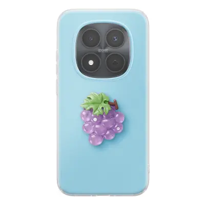 Ovitek za Redmi Note 15 Pro 5G s 3D motivom grozdja in dvignjenim robom, Modra