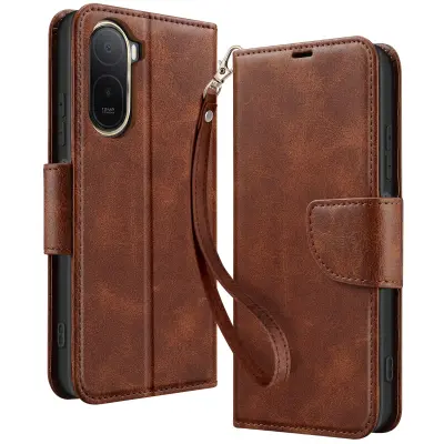 Etui denarnica za Redmi A7 Pro v retro slogu z nosilcem, Svetlo rjava