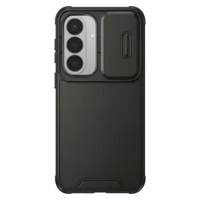 Ovitek za Galaxy S26 Plus, združljiv s Qi polnjenjem, z drsnim pokrovom kamere, Črna