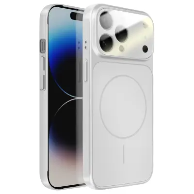 Ovitek za iPhone 14 Pro Max MagSafe mat steklo AG Glass, Srebrna