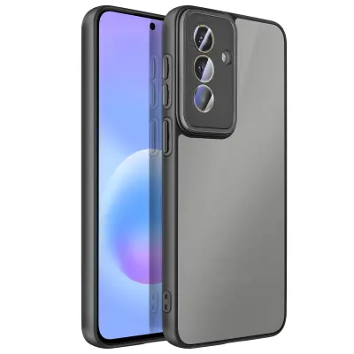 Prosojen ovitek za Galaxy A57 zamrznjeni hrbet protiudarni z okvirji kamer, Črna