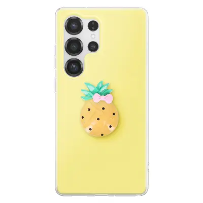 Ovitek za Galaxy S25 Ultra s 3D motivom ananasa in dvignjenim robom, Rumena