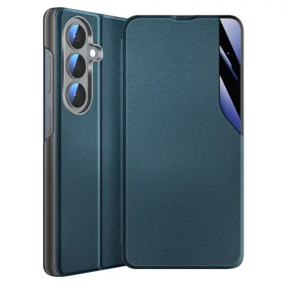 Preklopni etui za Galaxy S26 dvo-materilana zasnova s funkcijo stojala, Anas modra (petrolej)