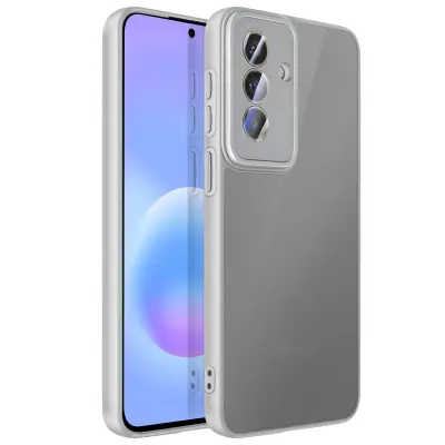 Prosojen ovitek za Galaxy A57 zamrznjeni hrbet protiudarni z okvirji kamer, Siva