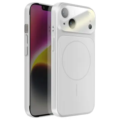 Ovitek za iPhone 14 MagSafe mat steklo AG Glass, Srebrna