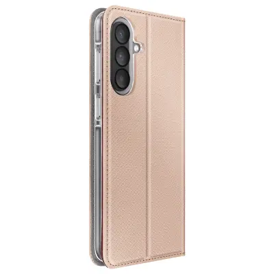 Etui za Galaxy A57 rebrasta tekstura s funkcijo stojala in žepkom za kartice, Zlata