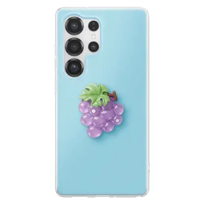 Ovitek za Galaxy S25 Ultra s 3D motivom grozdja in dvignjenim robom, Modra