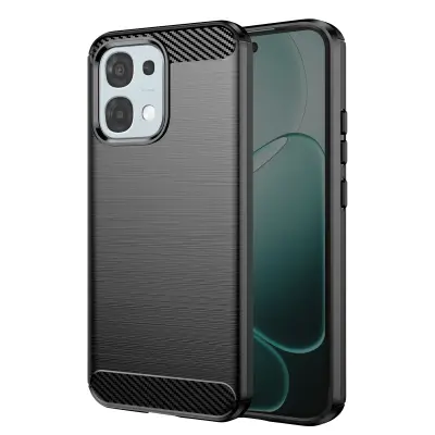 Ovitek za Oppo A6 Pro Učinek Karbona Mehka Zaščita proti Udarcem, Črna