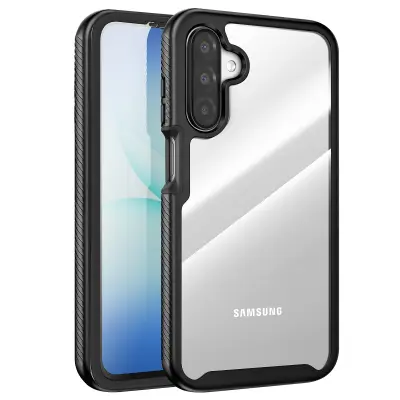 Celovita zaščita za Galaxy A17 hibridna z okrepljenim robom, Prozorna črna