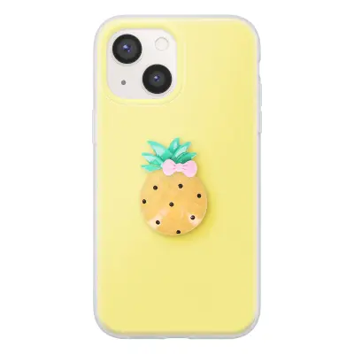 Ovitek za iPhone 13 s 3D motivom ananasa in dvignjenim robom, Rumena