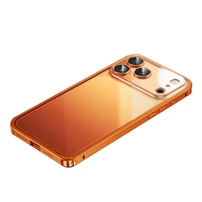 Oranžen magnetni vzmetni prozoren ovitek, združljiv z iPhone 17 Pro
