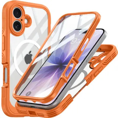 Združljivo ohišje Orange 9H iz kaljenega stekla, odporno na udarce, za iPhone 17