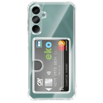 Etui za Galaxy A16 z vgrajenim držalom za kartice in okrepljeni kotički, Prozorna