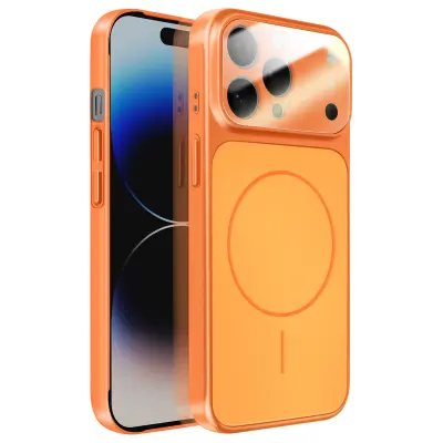Ovitek za iPhone 14 Pro Max MagSafe mat steklo AG Glass, Oranžna