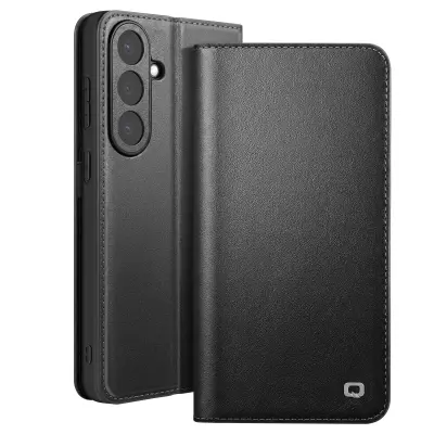 Qialino, Denarnica etui Galaxy S26 z mat videzom usnja in stojalom, Črna