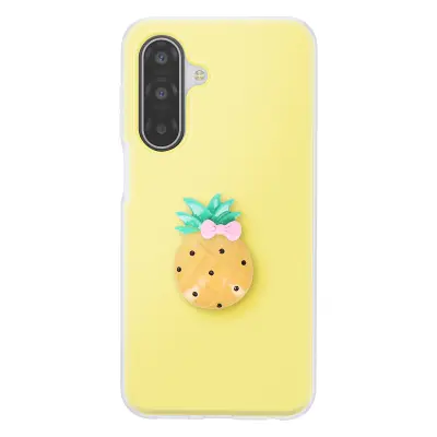 Ovitek za Galaxy A17 s 3D motivom ananasa in dvignjenim robom, Rumena