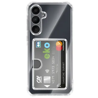 Etui za Galaxy A35 z vgrajenim držalom za kartice in okrepljeni kotički, Prozorna
