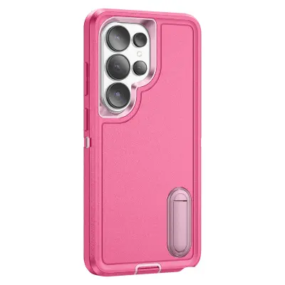Ovitek za Galaxy S26 Ultra tri-materialni ojačani z vgrajenim stojalom, Roza